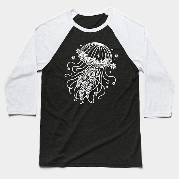 Floral Jellyfish Baseball T-Shirt by InfiniteZone